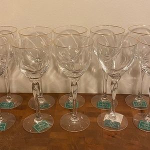 Vintage Lenox Set of 4 Gold Rimmed Rhythm 2 Water Goblet 2 Matching Wine Glass
